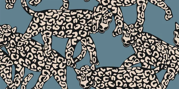 Леопардовый Бесшовный Рисунок Зеленом Фоне Вектора Мода Животных — стоковый вектор