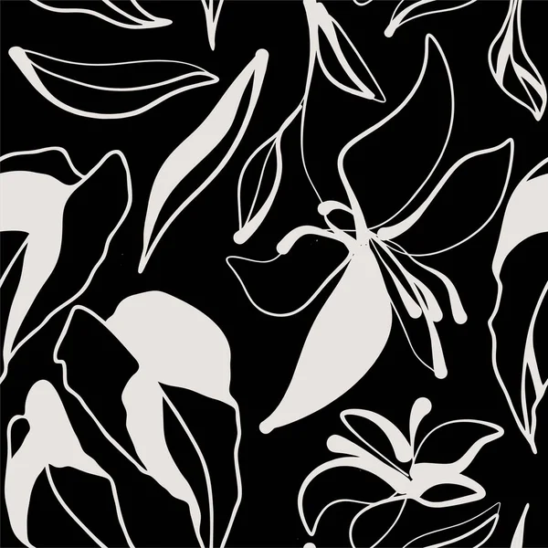 Tirage Main Fleurs Abstraites Simples Modèle Collage Mode Modèle Mode — Image vectorielle