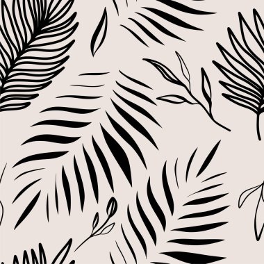 Modern egzotik botanik deseni. Çiçek soyut, çağdaş, kusursuz desen. El çizimi eşsiz baskı.