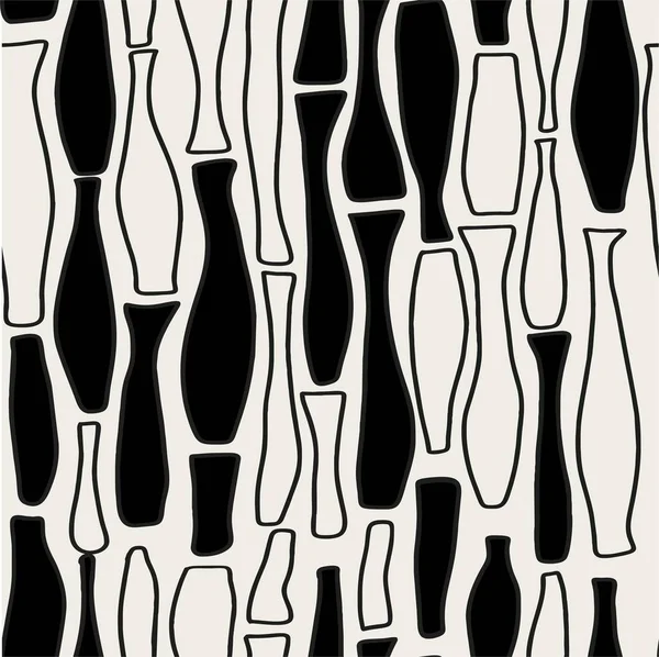 Seamless Pattern Vases Abstract Various Doodle Shapes Lines Minimalist Vector — Stock Vector