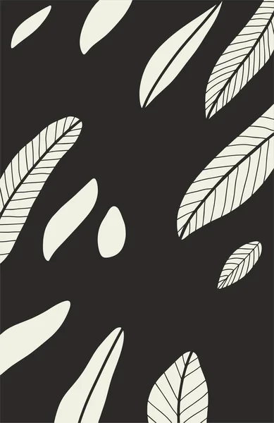 Motif Floral Dessiné Main Tons Noir Blanc Vecteur — Image vectorielle