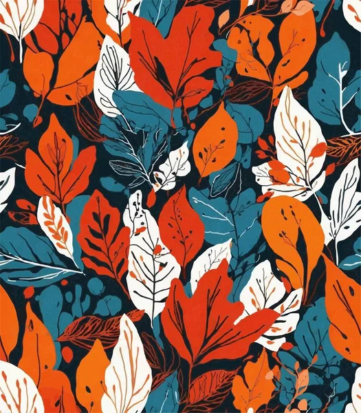 Automne Motif Botanique Illustration Graphique Floral Modèle Sans Couture — Image vectorielle