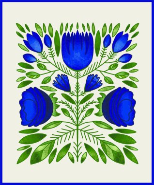 Eşarp, sanatsal çiçek resimli modern etnik tarz tasarım. Tasarımınız için soyut modaya uygun vektör şablonu.