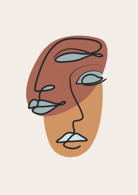 İki kadın yüzü. Zarif çizgi sanatsal konsept vektörü olan kadınlar.