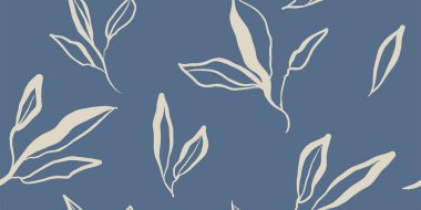 Çiçek izi. Kusursuz desen. El çizimi stili. Çağdaş baskı kolajı. Tasarım için modaya uygun şablon.