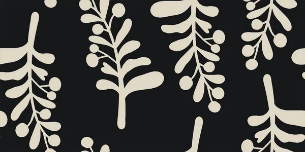 Illustrazione Modello Botanico Grafica Floreale Motivo Senza Cuciture Ramoscelli Rowan — Vettoriale Stock
