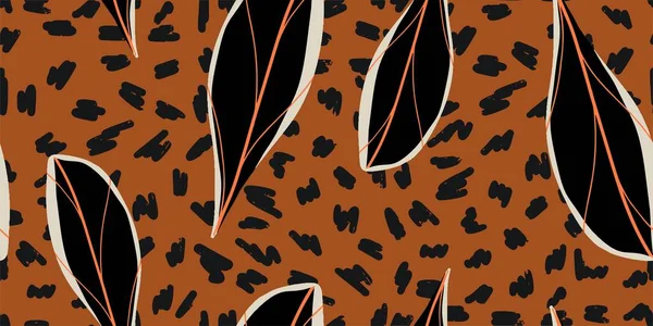 Çiçek izi. Kusursuz desen. El çizimi stili. Çağdaş baskı kolajı. Tasarım için modaya uygun şablon.