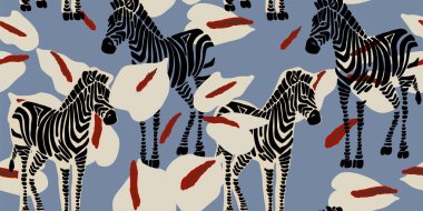 Zebra tablosu. El çizimi soyut, pürüzsüz desen. Yaratıcı kolaj