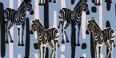 Zebra tablosu. El çizimi soyut, pürüzsüz desen. Yaratıcı kolaj