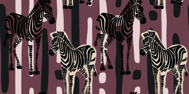 Zebra tablosu. El çizimi soyut, pürüzsüz desen. Yaratıcı kolaj