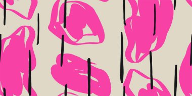 Soyut fırça çizgileri, kusursuz desenli çizimler. Tek renkli modern boya çizgisi arkaplanı.