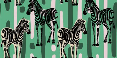 Zebra tablosu. El çizimi soyut, pürüzsüz desen. Yaratıcı kolaj