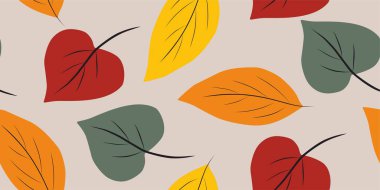 Sonbahar temasının kusursuz arkaplanı. Vektör çizimi. Arka plan kumaş, tekstil kartpostalları ve albümler için uygundur..