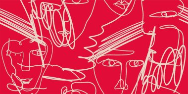 Farklı yüzlere sahip kadınların kusursuz desenli çizimleri