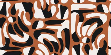 Elle çizilmiş siyah ve beyaz, soyut şekiller. Çağdaş baskı kolajı. Tasarım için modaya uygun şablon. Etnik biçim.