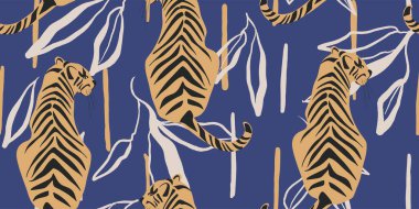 Kaplanların arka plan vektörü yapraksız deseni