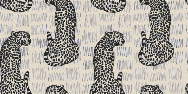 Hayvan izi taşıyıcısı. Kumaş ve tekstil, ambalaj, web ve sosyal medya tasarımı için kusursuz leopar deseni tasarımı
