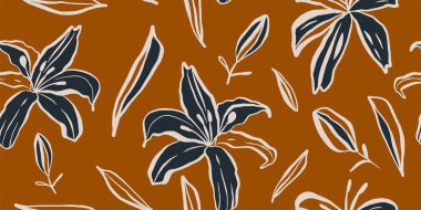 Çiçek desenli modern bir çiçek. Kusursuz desen. El çizimi biçimi.