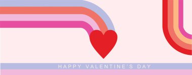 Sevgililer Günün kutlu olsun. İnternet afişi ya da başlık. Kalp ve geometrik şekilli modern soyut sanat tasarımı. Kutlama, reklam, marka, afiş, kapak, etiket, poster, satış için şablon