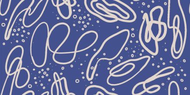 Soyut Çizgiler Mavi ve Beyaz Tasarımlı Kusursuz Desen