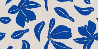 Mavi desensiz desenli desenli desenli çiçek deseni