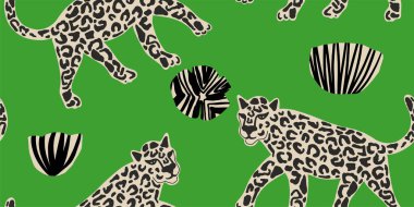 Soyut Leopar ve Çiçek Yazdırma Deseni