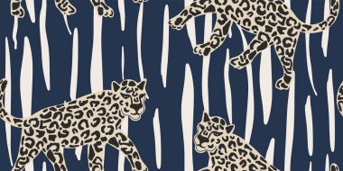 Hayvan izi taşıyıcısı. Kumaş ve tekstil, ambalaj, web ve sosyal medya tasarımı için kusursuz leopar deseni tasarımı