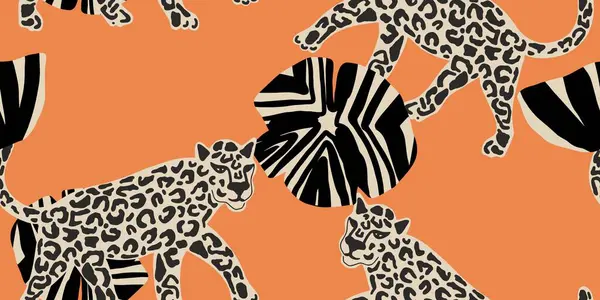 Tropikal yapraklı leopar desensiz arkaplan taşıyıcısı