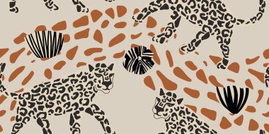 Leopar Hayvan Baskısı Kusursuz Doku Çizimi Şablonu