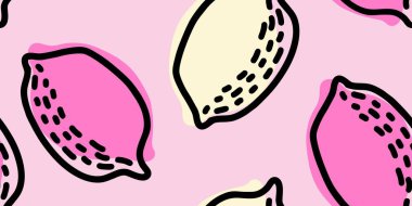 Pembe Limon Desenli Soyut Çizim