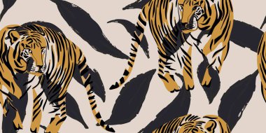 Kaplan Ormanı Hayvan Sanatı Kusursuz Şablon