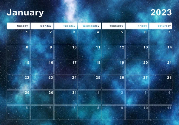 2023年1月カレンダー 1週間開始日曜日 モダンなデザイン — ストック写真