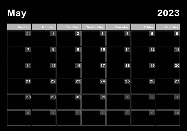 Květen 2023 Kalendář Začátek Týdne Neděle Moderní Design — Stock fotografie