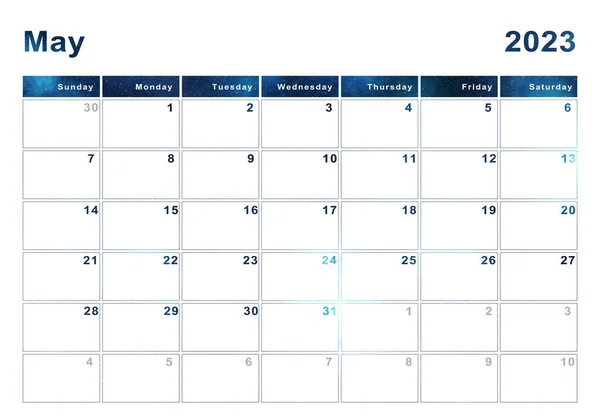 2023年5月カレンダー 1週間の開始日曜日 モダンなデザイン — ストック写真