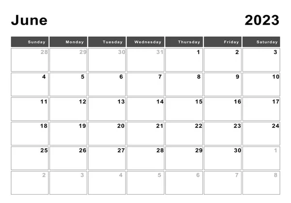 2023年6月カレンダー 1週間の開始日曜日 モダンなデザイン — ストック写真