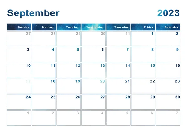 2023年9月カレンダー 1週間の開始日曜日 モダンなデザイン — ストック写真
