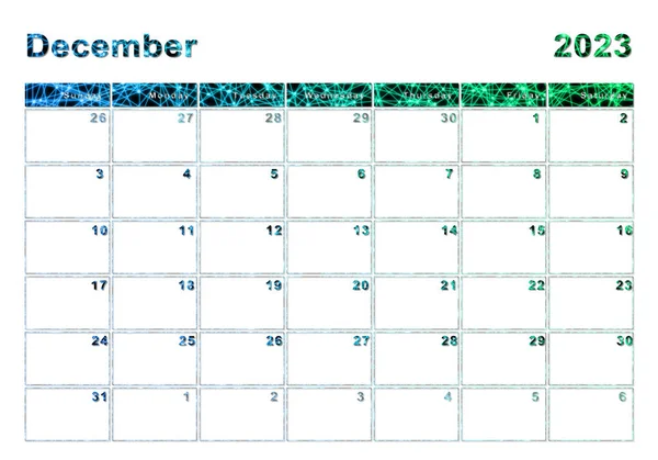 2023年12月カレンダー 1週間の開始日曜日 モダンなデザイン — ストック写真