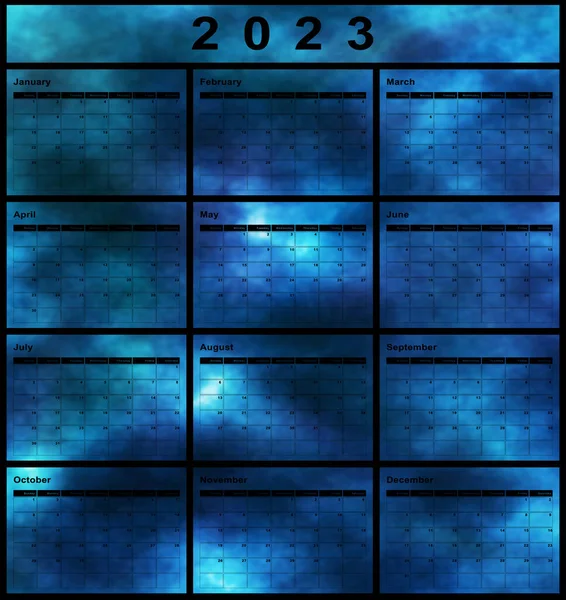 2023 Naptár Hét Kezdete Vasárnap Modern Design — Stock Fotó