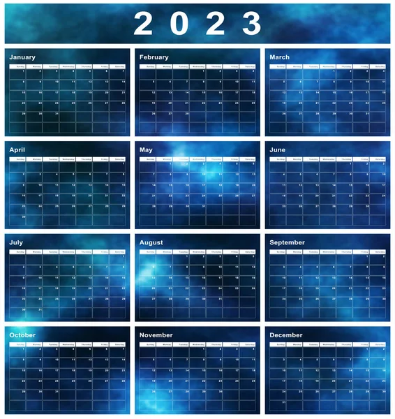 2023 Ημερολόγιο Εβδομάδα Έναρξη Κυριακή Μοντέρνο Σχεδιασμό — Φωτογραφία Αρχείου