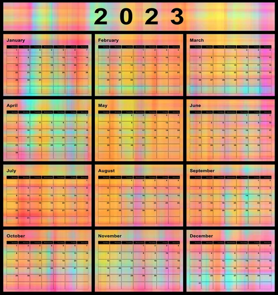 2023 Kalender Week Start Zondag Modern Design — Stockfoto