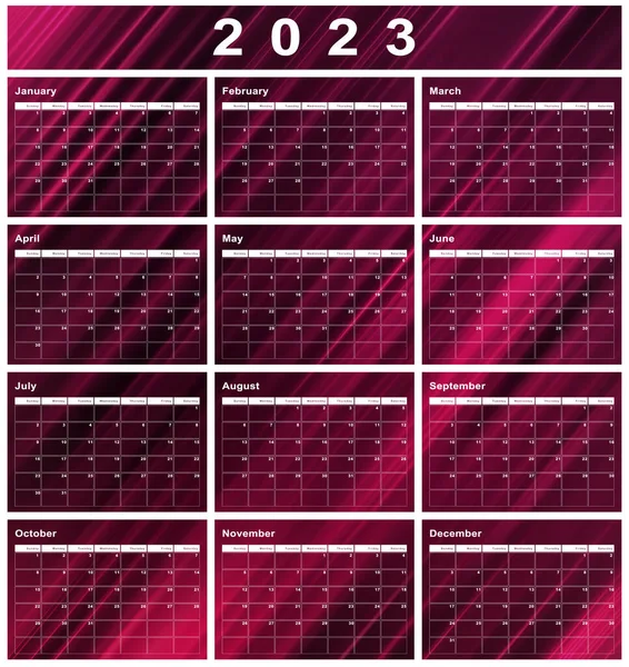 2023 Kalendář Začátek Týdne Neděle Moderní Design — Stock fotografie