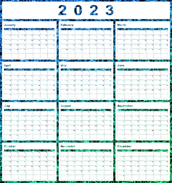 2023 Календарь Неделя Начала Воскресенье Современный Дизайн — стоковое фото