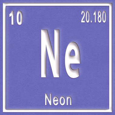 Neon kimyasal element, atom numarası ve atom ağırlığı ile imzala, Periyodik Tablo Elementi