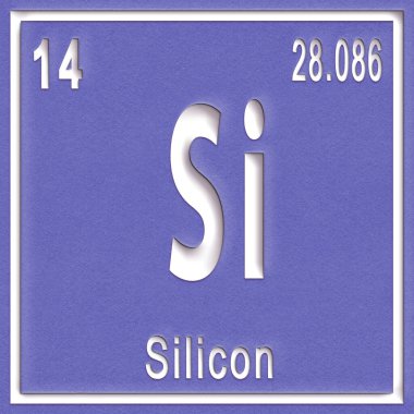Silikon kimyasal element, atom numarası ve atom ağırlığı ile imzala, Periyodik Tablo Elementi