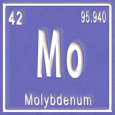 Molybdenum kimyasal elementi, atom numarası ve atom ağırlığı ile imzala, Periyodik Tablo Elementi