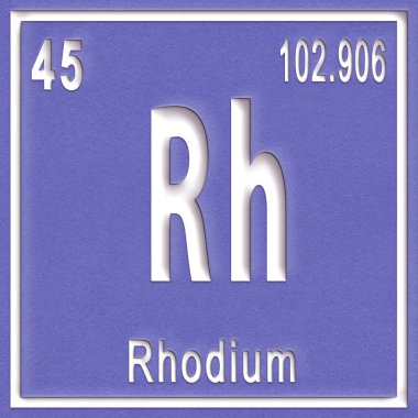 Rodyum kimyasal element, atom numarası ve atom ağırlığı ile imzala, Periyodik Tablo Elementi