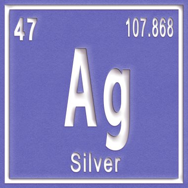Gümüş kimyasal element, atom numarası ve atom ağırlığı ile imzala, Periyodik Tablo Elementi