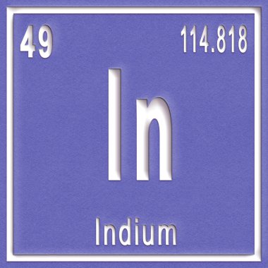 Indium kimyasal element, atom numarası ve atom ağırlığı ile imzala, Periyodik Tablo Elementi