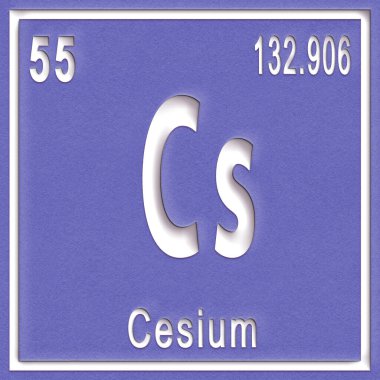 Sezyum kimyasal element, atom numarası ve atom ağırlığı ile imzala, Periyodik Tablo Elementi