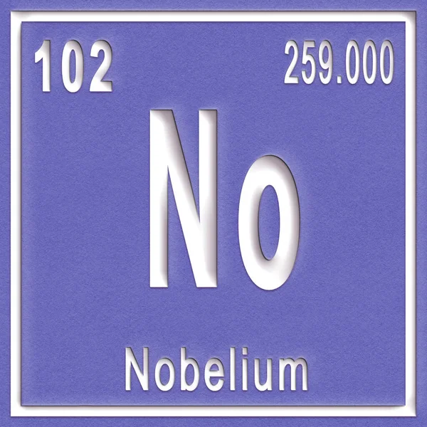 Elemento Químico Nobélio Sinal Com Número Atômico Peso Atômico Elemento — Fotografia de Stock